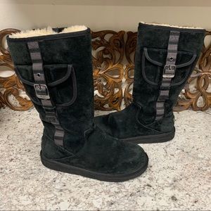 UGG Black suede boots with silver emblem